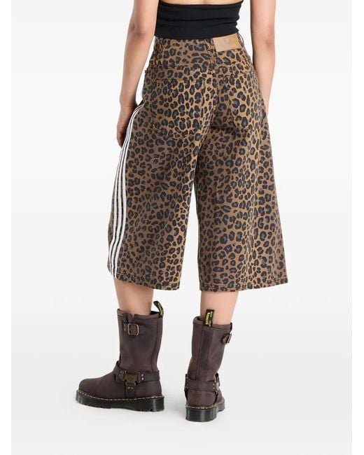 Adidas Brown Leopard-Patterned Bermuda Shorts