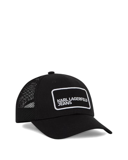 Karl Lagerfeld Black Logo Trucker Cap for men