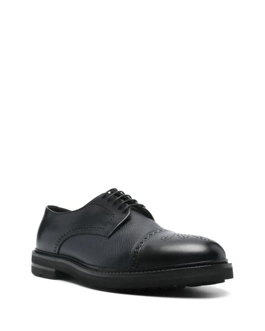 Henderson Black Leather Derby Shoes for men