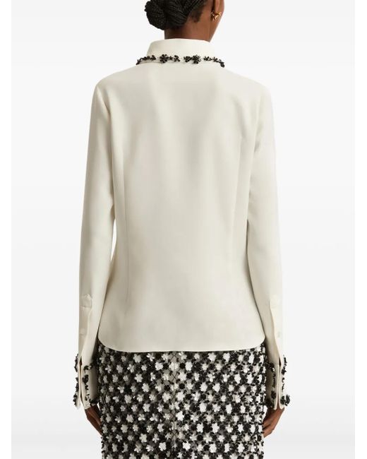 Oscar de la Renta White Hemd Mit Besticktem Kragen