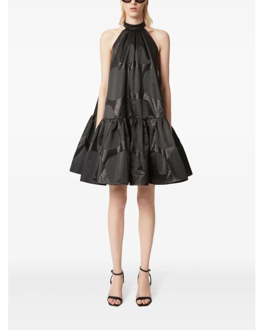 beautiful black dresses to wear to a wedding Designer Black Pleated Shoulder Peplum Hem Dress  Femponiq