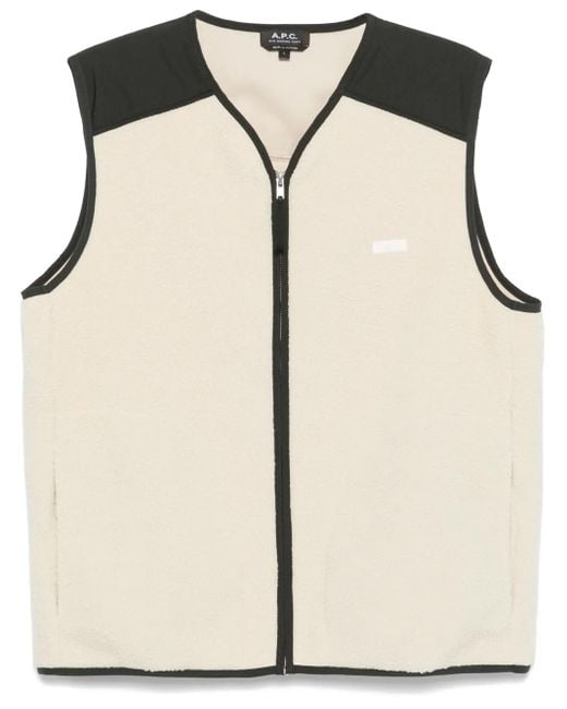 A.P.C. Natural Faux-Shearling Vest for men