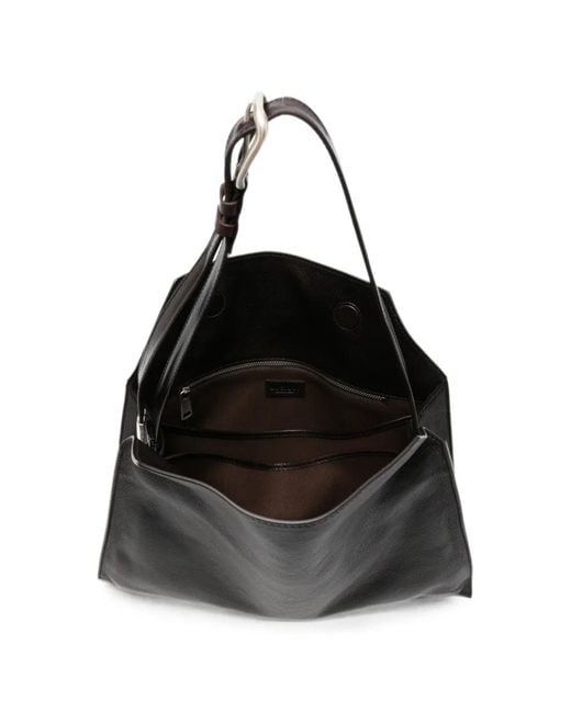 Orciani Black Grained Leather Tote Bag