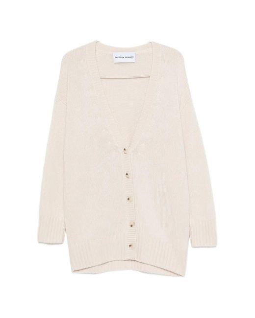 EMERSON RENALDI White Ribbed-Knit V-Neck Cardigan