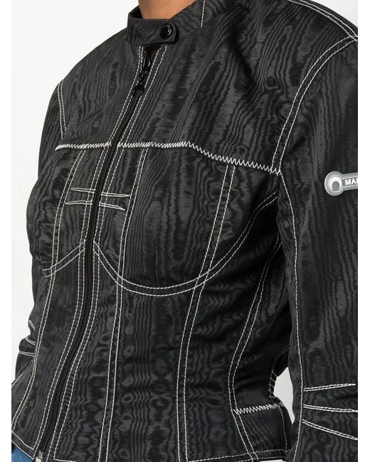 MARINE SERRE Black Moiré-Effect Fitted Jacket