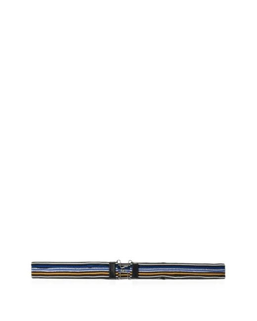 Prada White Striped Clasp-Buckle Belt
