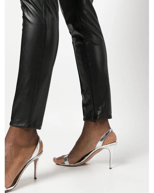 Ermanno Scervino Black Slim-Fit Pants With Leather-Like Finish