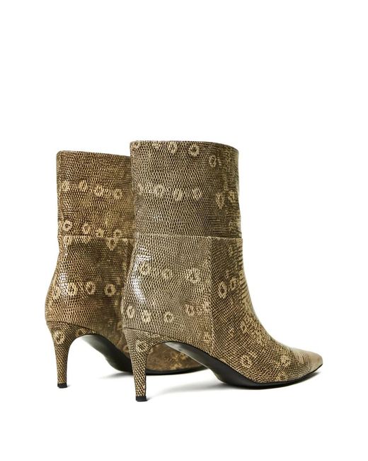 Twinset Metallic Lizard-Print Pointed-Toe Boots