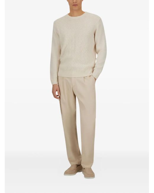 Herno Natural Diamond-Pattern Cashmere Sweater for men