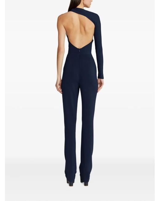 Ralph Lauren Blue One-Shoulder Cutout-Detail Jumpsuit