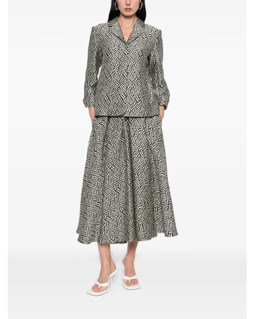 Max Mara Gray Lira Jacquard Patterned Blazer