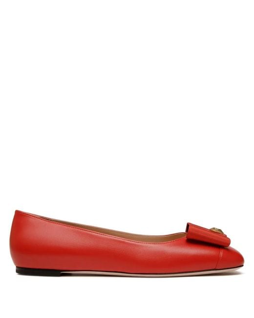 Bally Red B-Bow Ballet Flats