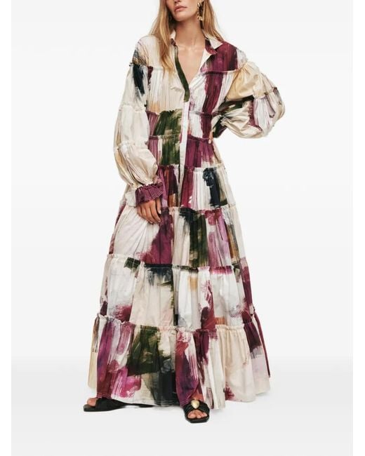 Aje. White Cait Ruffled Long-Sleeve Maxi Dress