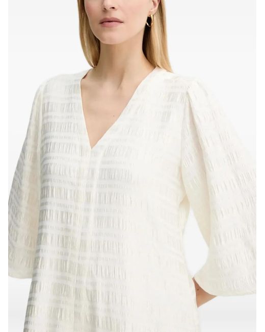 Bruuns Bazaar White Textured V-Neck Mini Dress