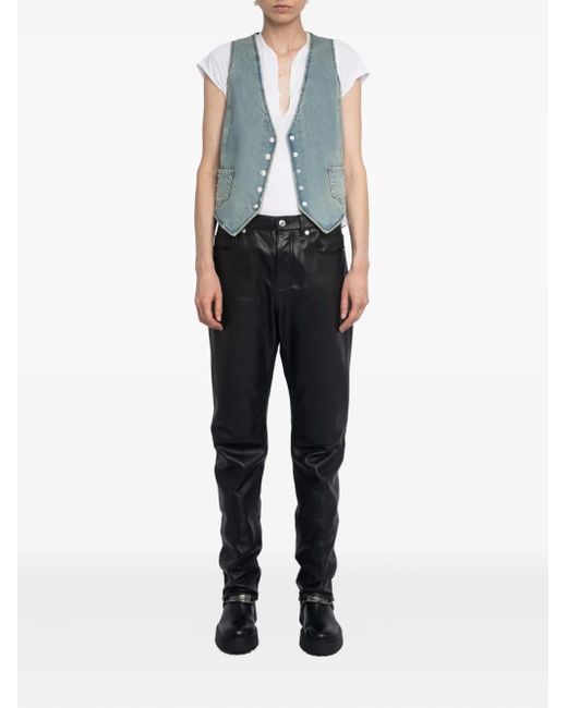 Zadig & Voltaire Blue V-neck Studded Waistcoat