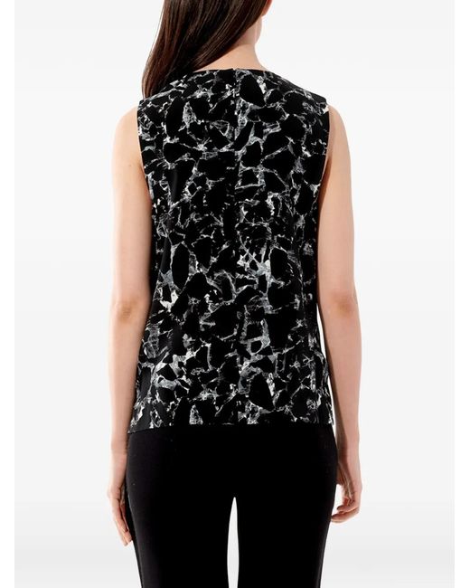 Balenciaga Black Marble-Print Sleeveless Blouse