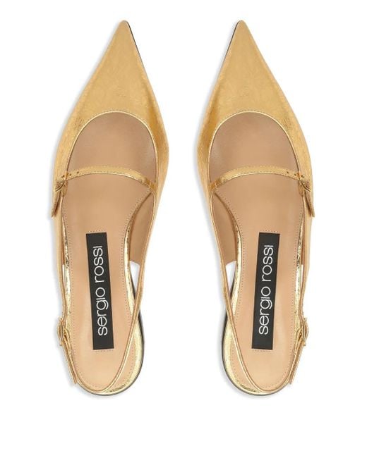 Sergio Rossi Metallic Godiva Ballerina Shoes