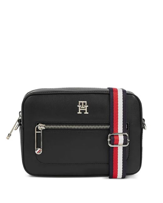 Tommy Hilfiger Black Logo-Plaque Crossbody Bag