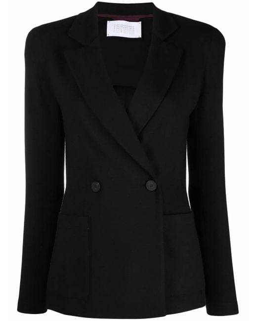 Harris Wharf London Black Double-Breasted Virgin Wool Blazer