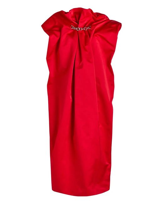 Simone Rocha Red Duchess Draped Satin Midi Dress
