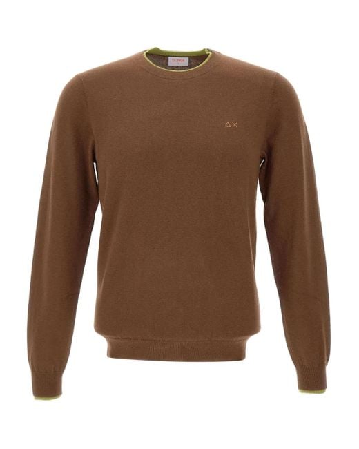 Sun 68 Brown Crew-Neck Sweater for men