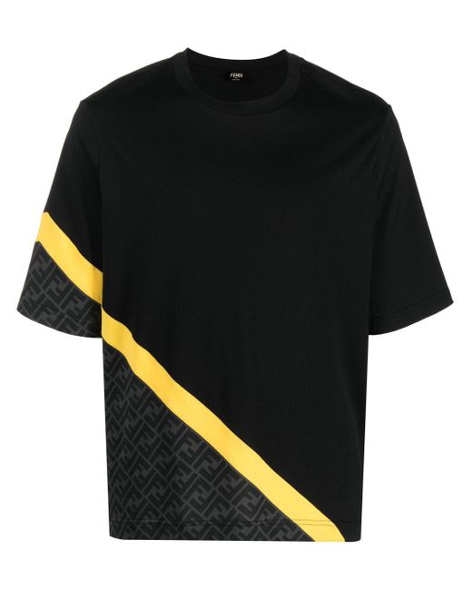 Fendi Black Logo-pattern Cotton T-shirt for men
