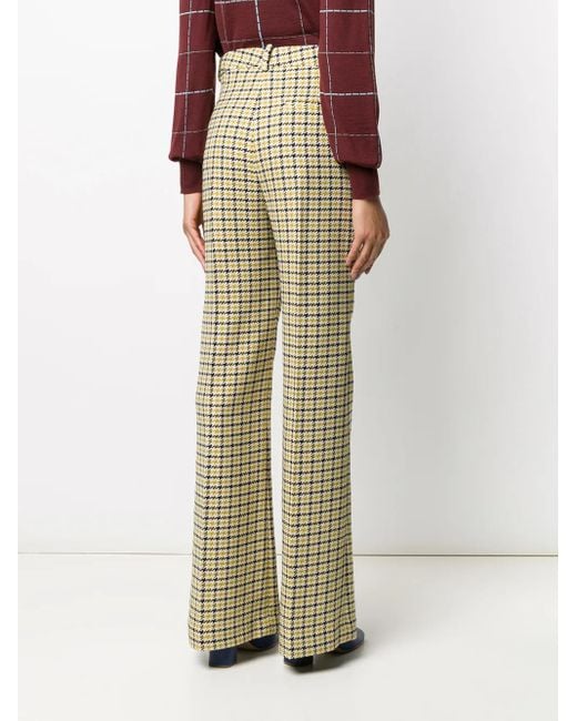 Victoria Beckham Yellow High-Waisted Flared Trousers