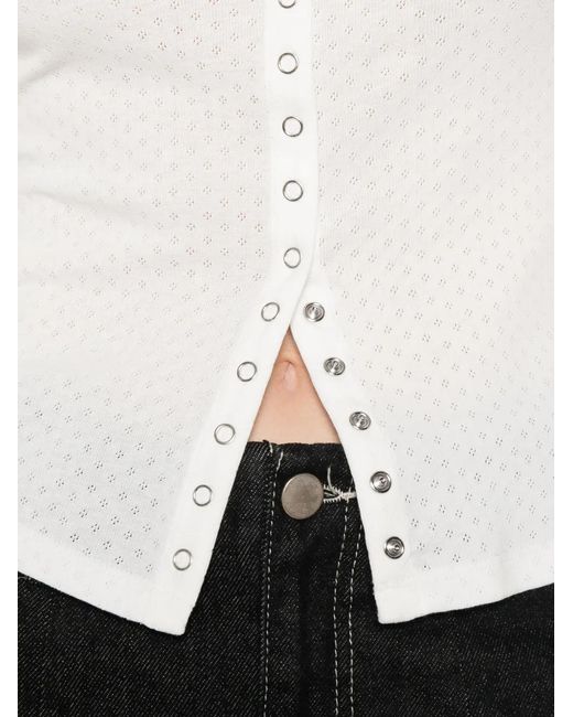 Re/done White Olivia Press-Stud Top