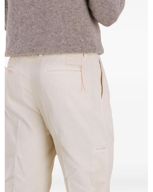 Fortela White Pences Corduroy Tapered Trousers for men