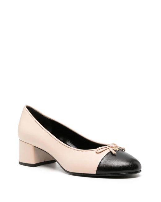 Tory Burch Natural Cap-Toe Pump Shoes