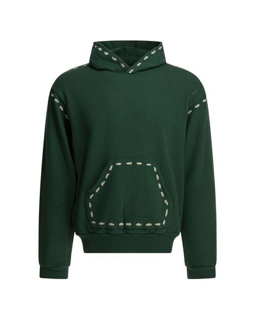 Kapital Green Hooded Dotted Sweatshirt for men