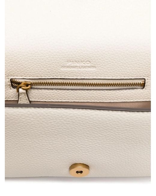 Pinko White Love Birds Leather Shoulder Bag
