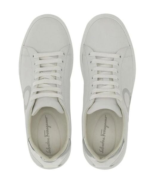 Ferragamo White Gancini-print Lace-up Sneakers for men