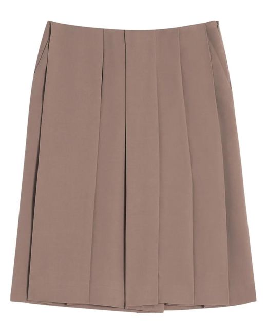Lanvin Brown Pleated Culotte Shorts
