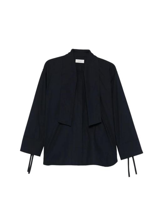 Agnona Blue Buttoned Tie-Detail Shirt