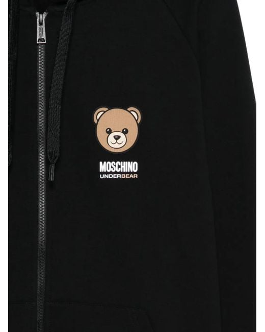 Moschino Black Teddy-Print Zip-Up Loungewear for men
