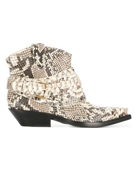 Zimmermann Natural Snakeskin Print Cowboy Boots