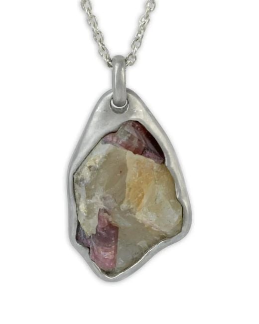 Parts Of 4 Metallic Sterling Halos Rubellite Tourmlaine Necklace