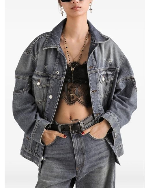Dolce & Gabbana Gray Oversized-Fit Denim Jacket