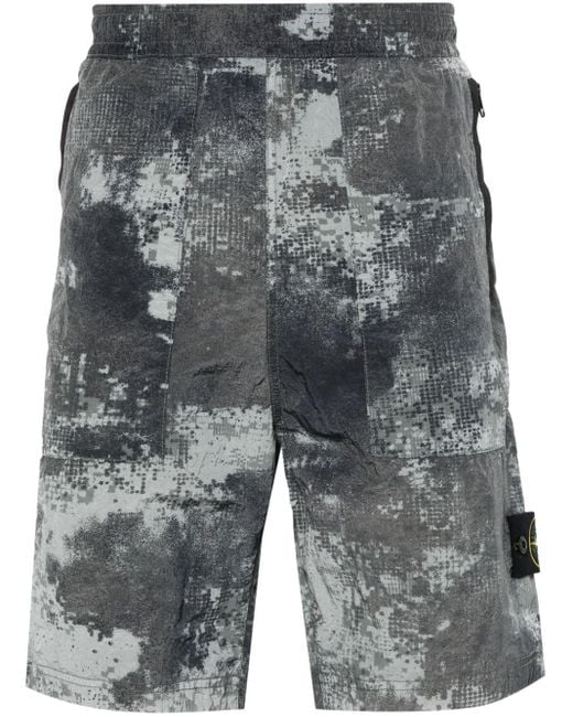 Stone Island D Camo Shorts mit Logo-Patch in Gray für Herren
