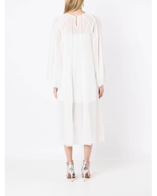 Olympiah White Wide-sleeved Fringe-detail Dress