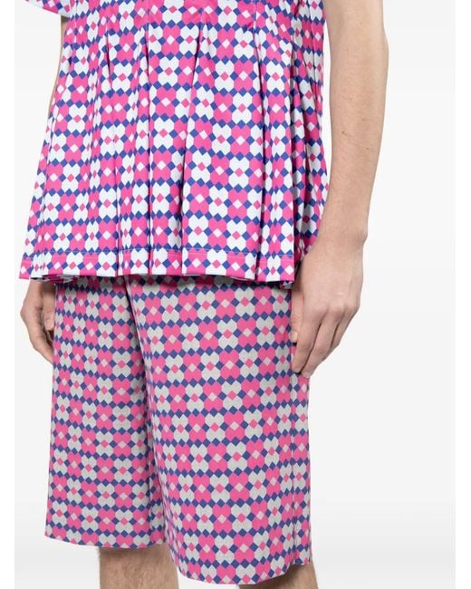 Comme des Garçons Purple Geometric-Print Shorts for men