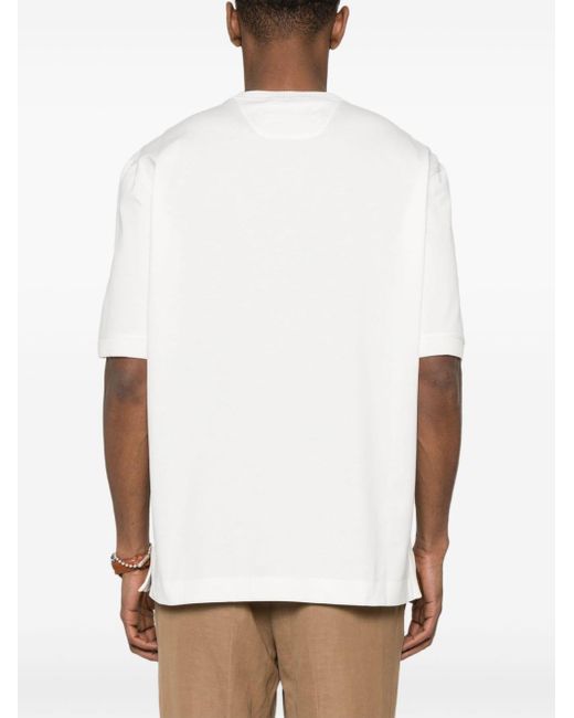 Zegna T-shirt Met Zijsplit in het White voor heren