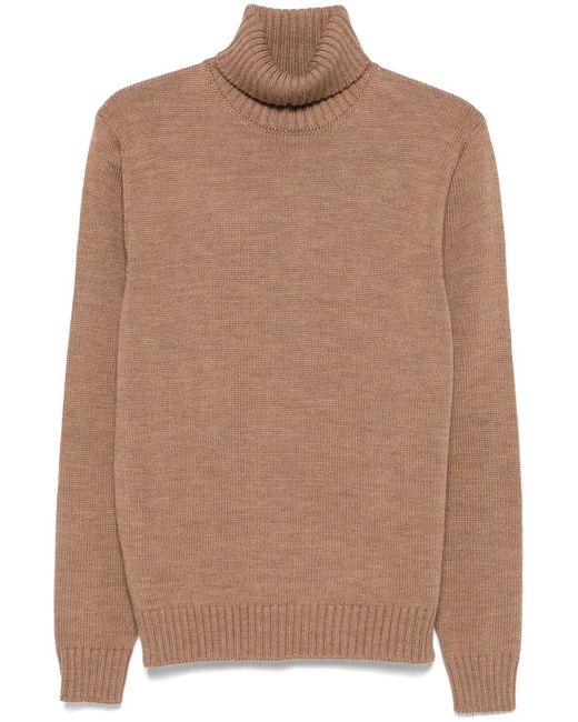 Zanone Brown Virgin Wool Sweater for men