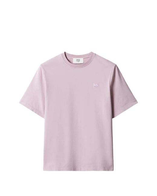 Maison Kitsuné Pink Baby Fox Logo-Patch T-Shirt