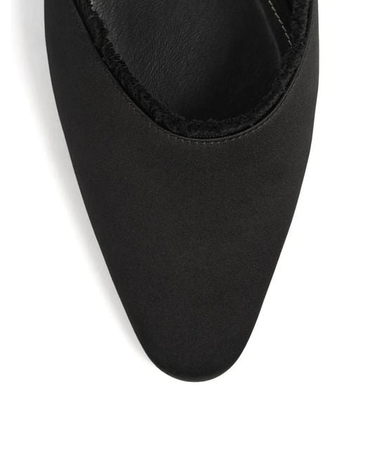 Totême Black Frayed Satin Lounge Slippers