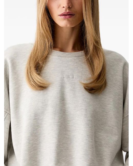Gestuz Gray Logo-Embroidered Dropped-Shoulder Sweatshirt