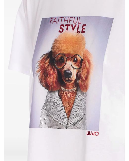 Liu Jo White Dog-Print T-Shirt