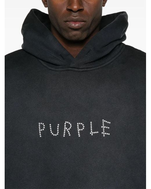 Purple Brand Black Logo-Embellishment Hoodie for men