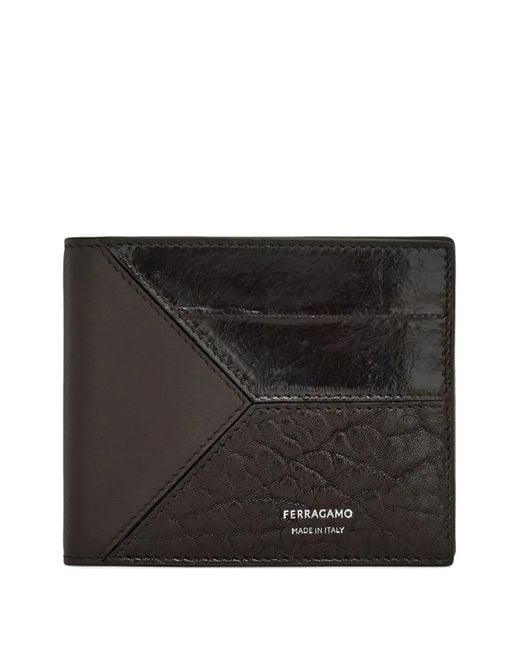 Ferragamo Black Geometric Patchwork Wallet for men